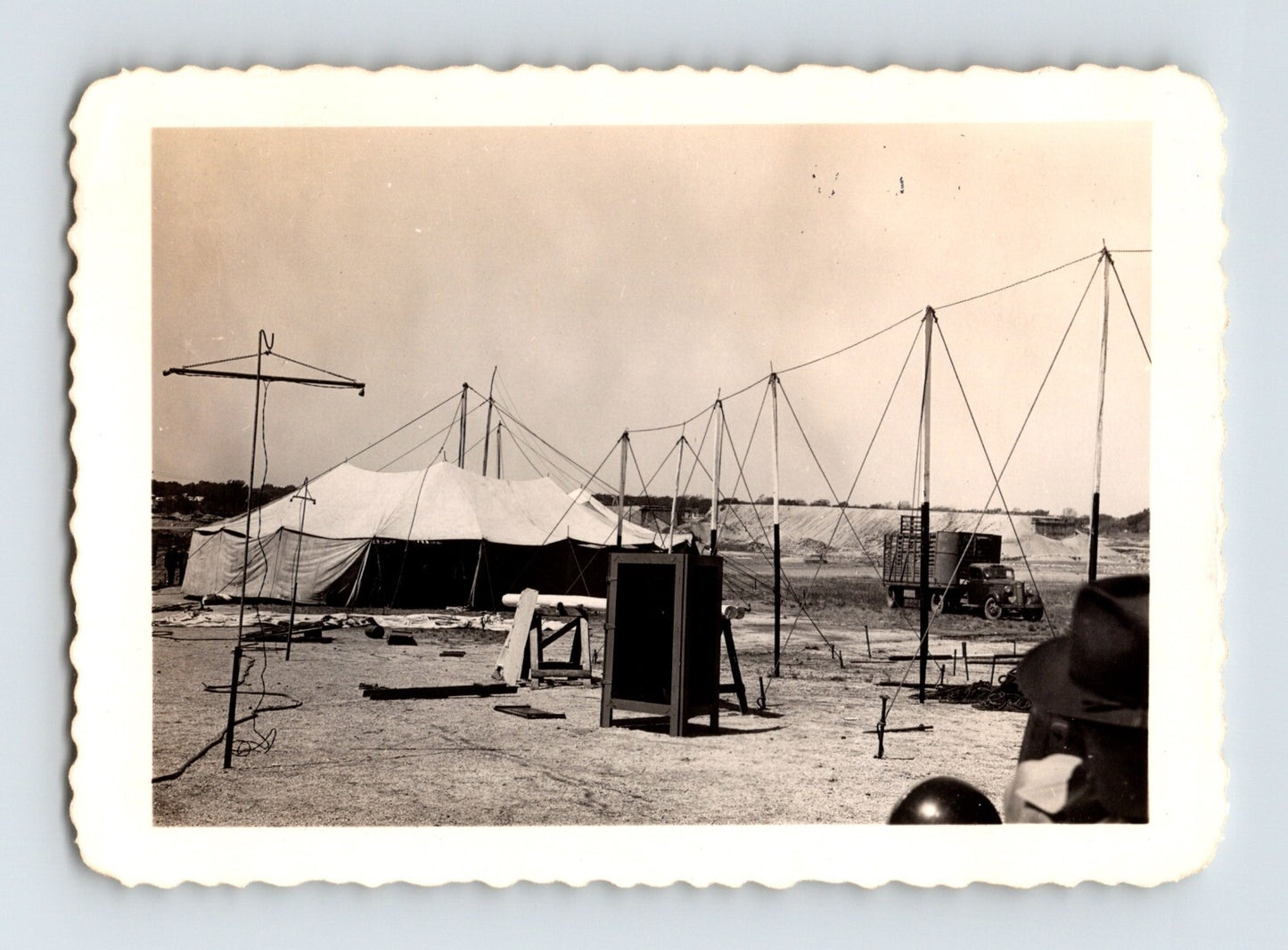 Lee Bros Circus 1943 Photo Big Top Tent Raising 3.5 x 2.5