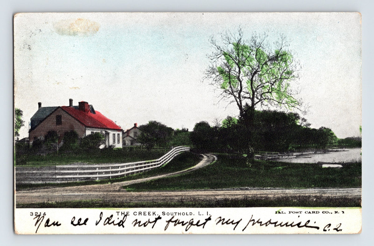 Southold Long Island New York creek residence view 1905 postcard