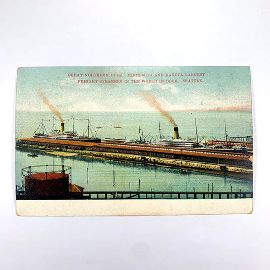 Postcard Washington Seattle WA Great Northern Dock Steam Ship 1911 Posted