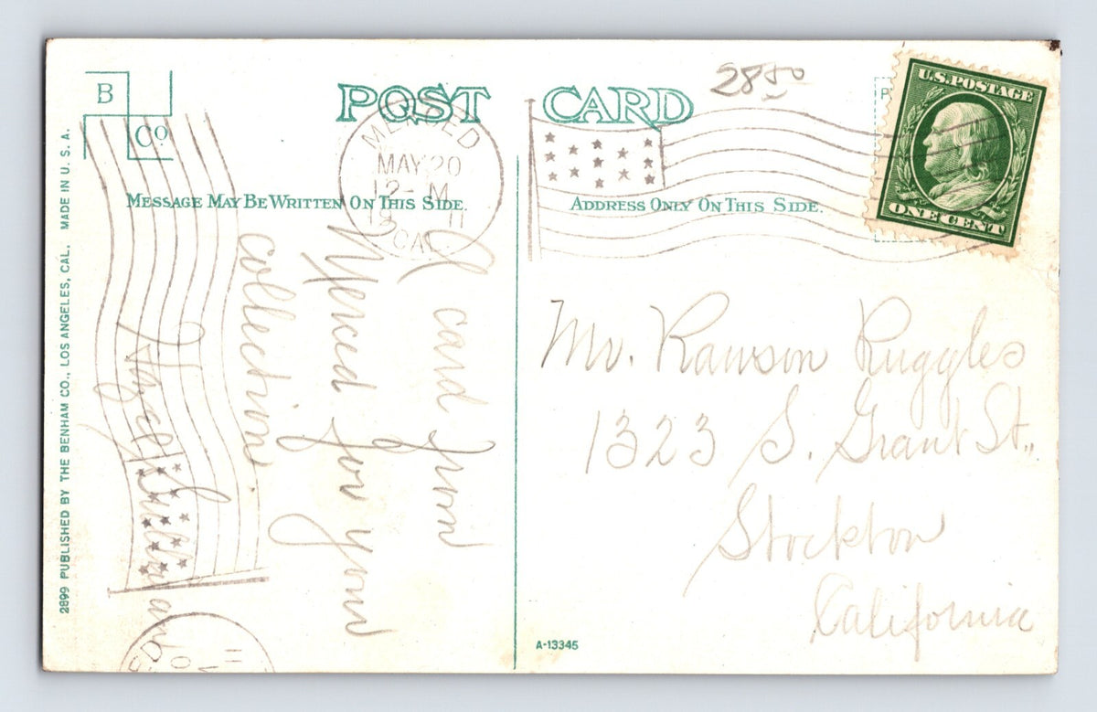 Merced California Yosemite Lake Water Supply 1911 Postcard Posted Divided