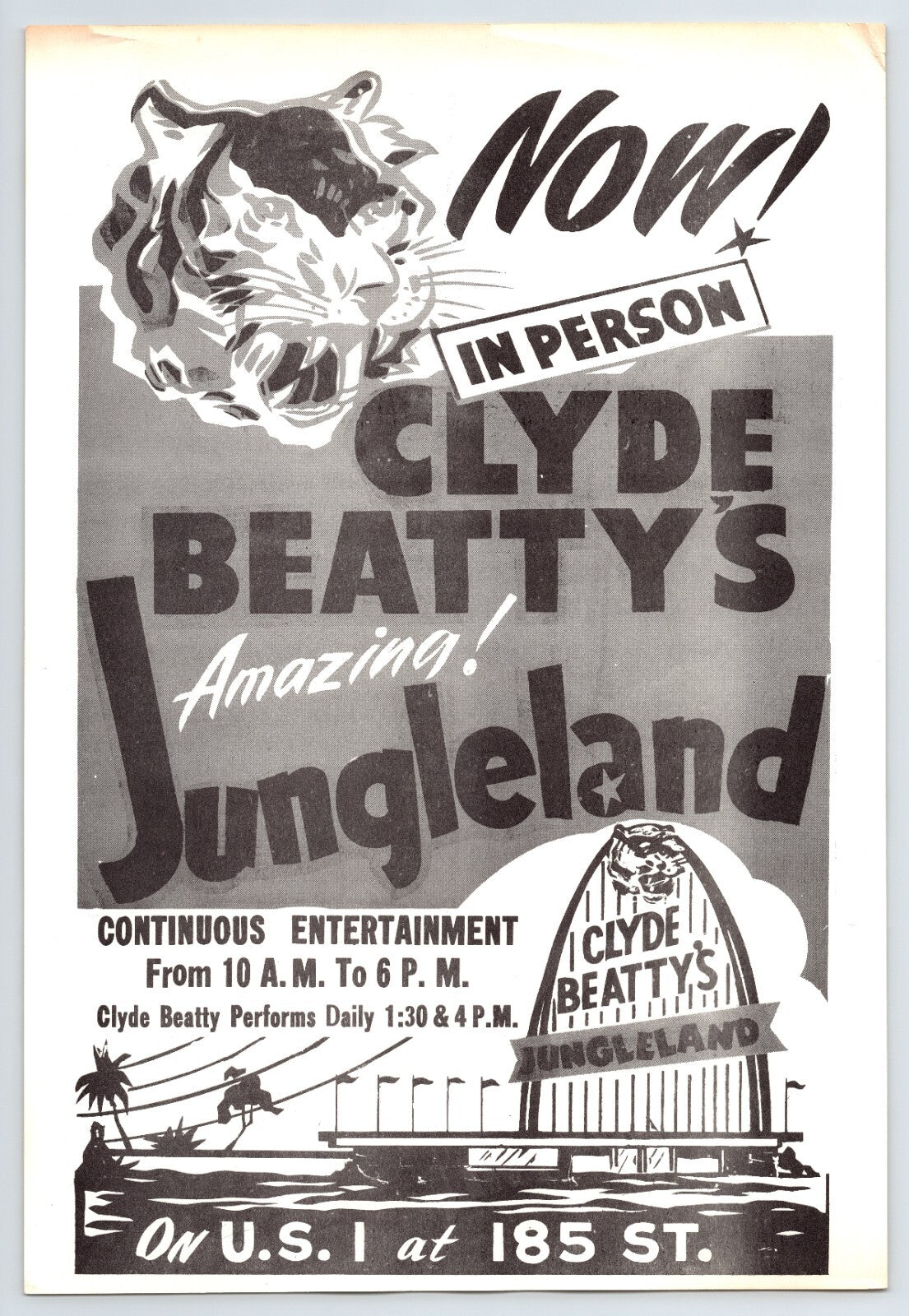 Clyde Beatty Jungleland 1940s Circus Brochure Miami Florida 9.5 x 11
