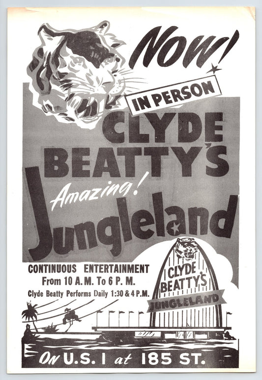 Clyde Beatty Jungleland 1940s Circus Brochure Miami Florida 9.5 x 11