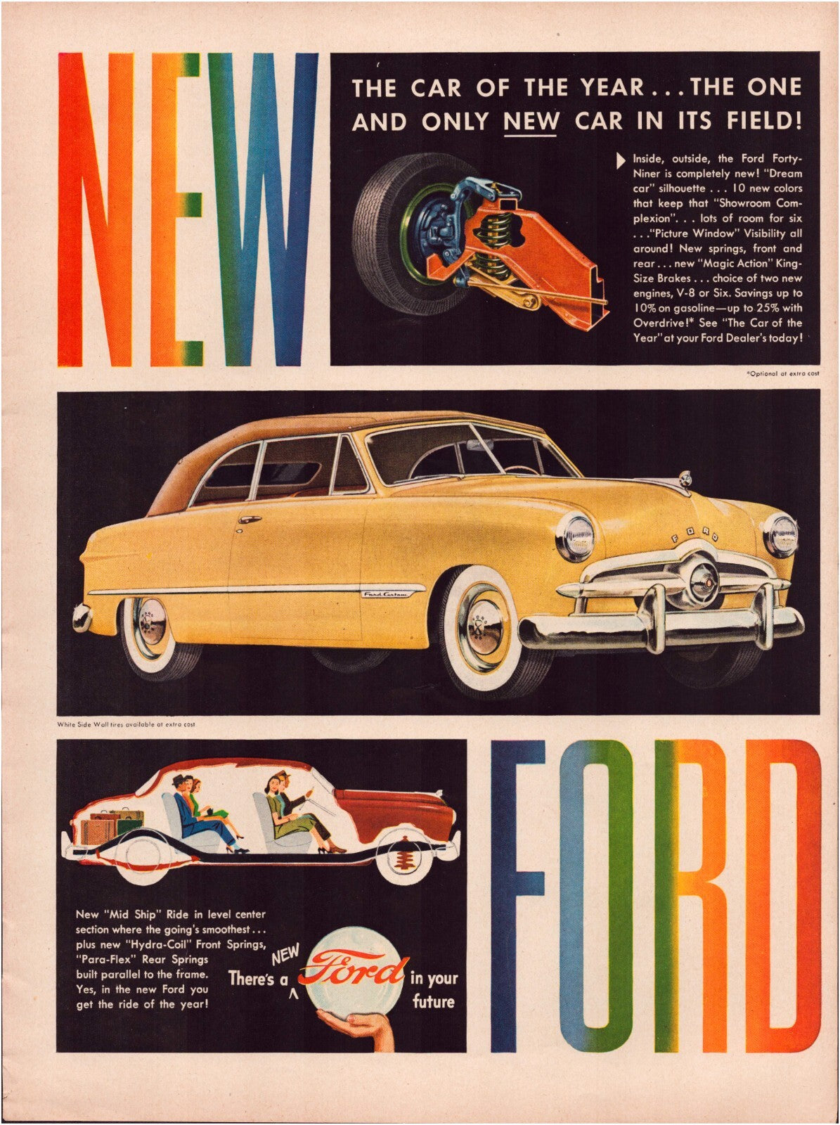 Ford 1948 Coupe Print Ad Rainbow Full Page - 10.5 x 13.5