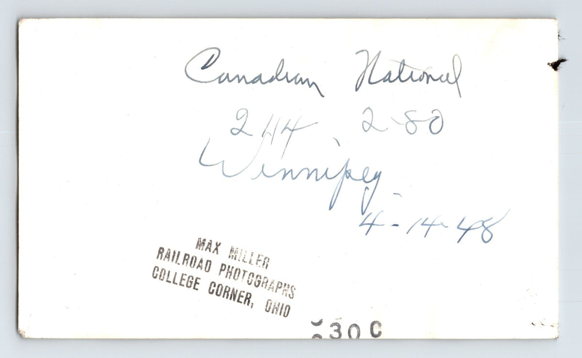 Photo Canadian National Railroad 2-8-0 Steam Train 1948 Winnipeg 3.5" x 5.75"