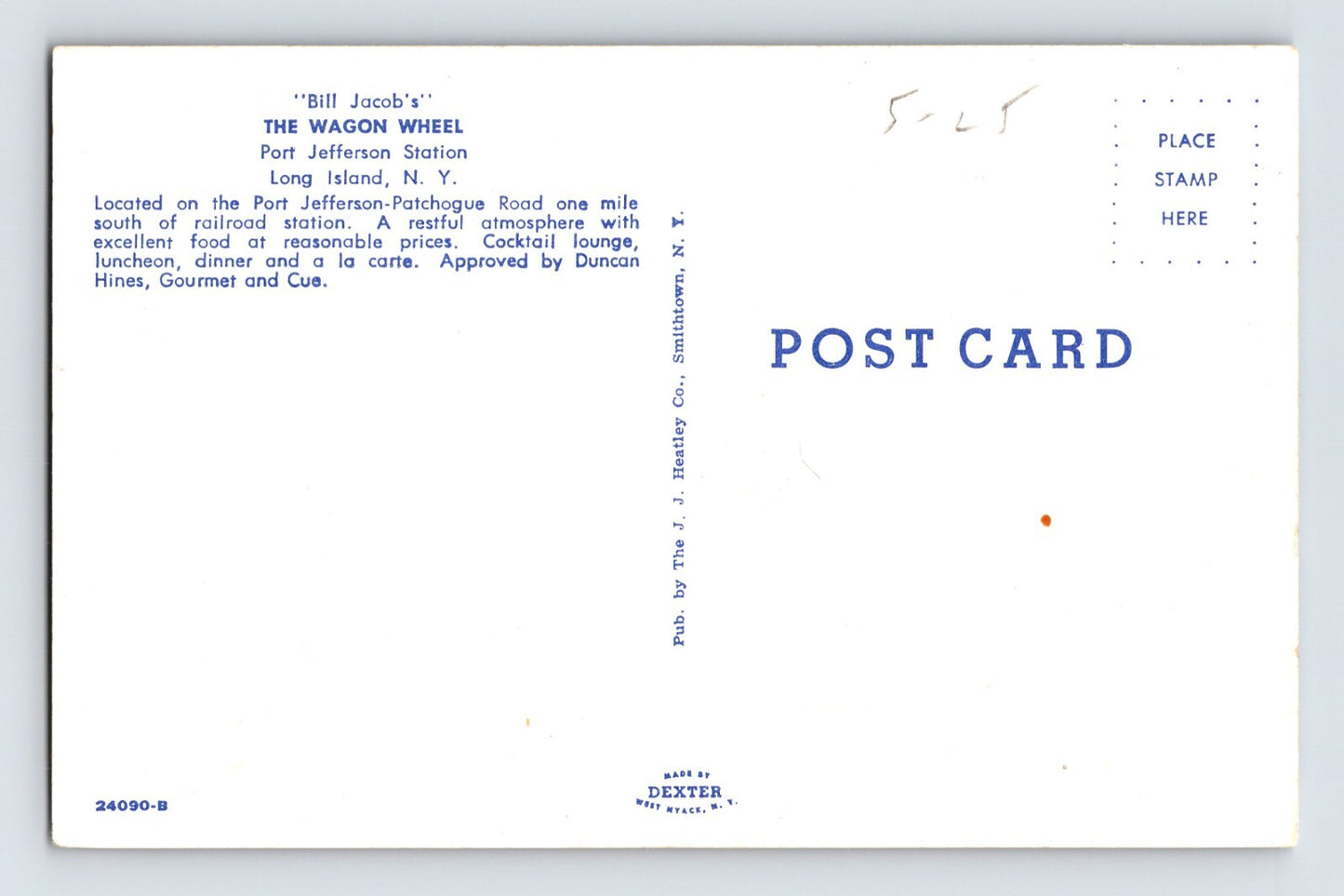 Port Jefferson Station New York Long Island Wagon Wheel Motel 1960s Postcard Unposted