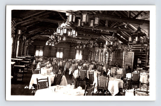 Jasper Park Alberta Lodge Dining Room 1940s RPPC Postcard Unposted EKC