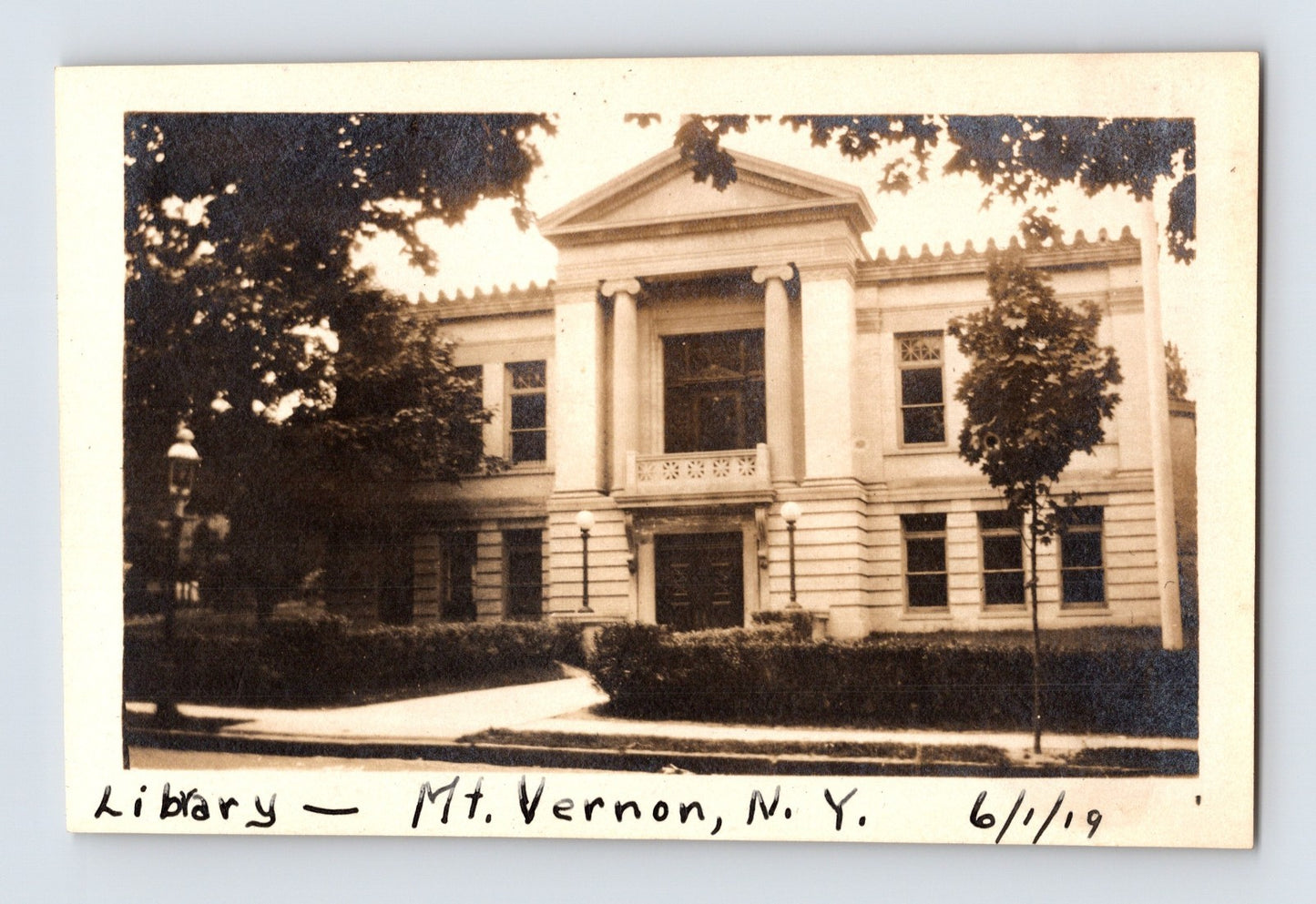 Mount Vernon New York Library 1919 Photo - 2.75 x 4.25