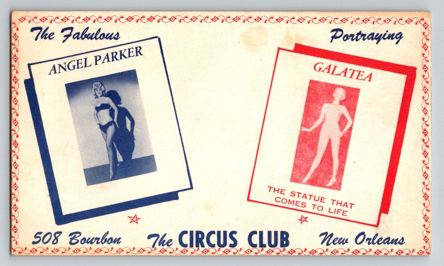 New Orleans Louisiana Circus Club Risque Burlesque 1950s Postcard Unposted