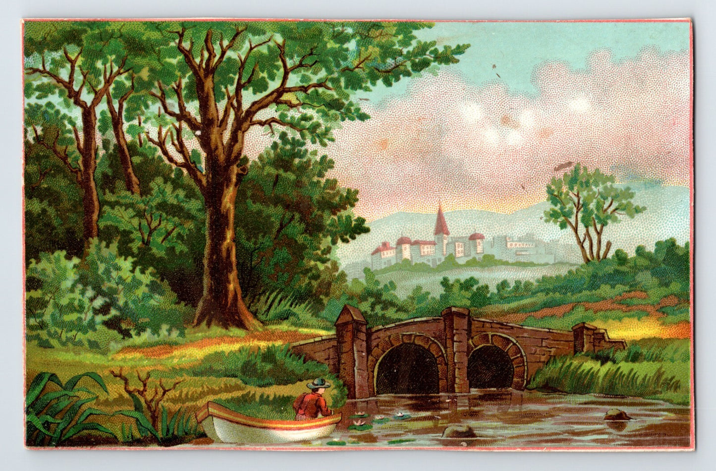 Bellows Falls Vermont M.B. Kelley Grocery Victorian Landscape Trade Card