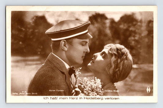 Werner Fuetterer Dorothea Wieck Heidelberg film scene RPPC close up romantic portrait German cinema postcard