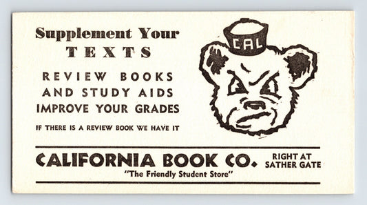 California Berkeley University Cal Bear 1940s Ad Blotter Bookstore Unused