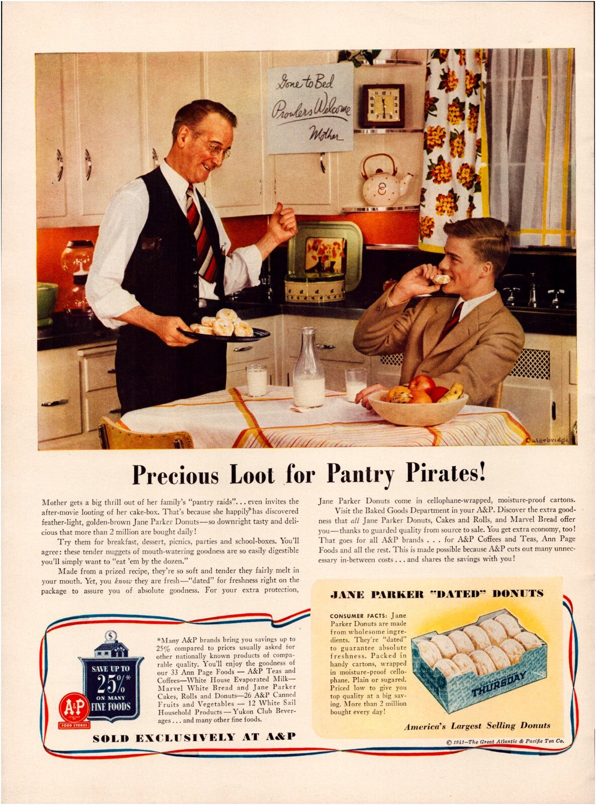 Jane Parker Donuts A&P 1941 Full Page Print Ad 10.5 x 13.5