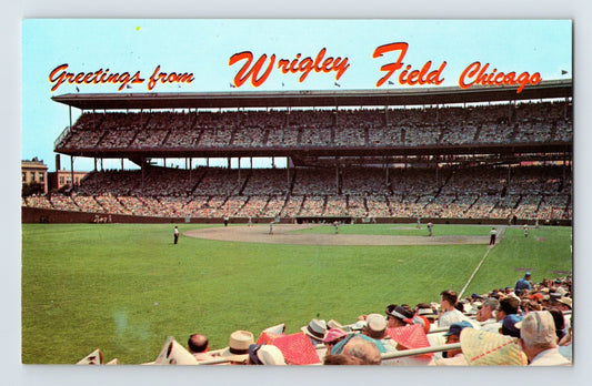 Chicago Illinois Wrigley Field baseball stadium crowd Cubs park chrome postcard 1960s