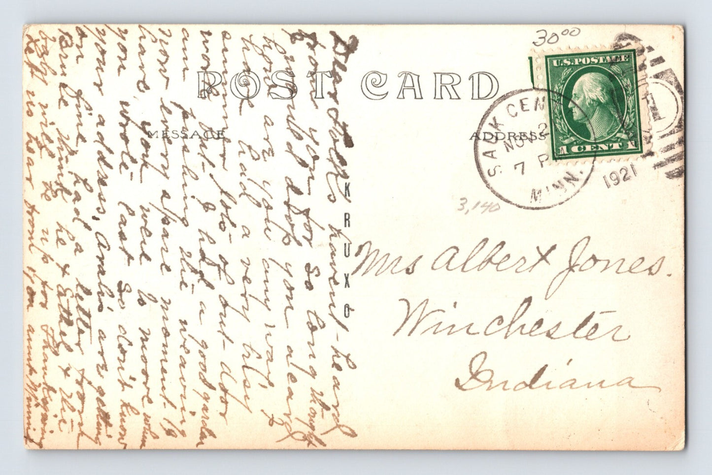 Sauk Centre Minnesota Library 1921 RPPC Postcard Posted Divided Back