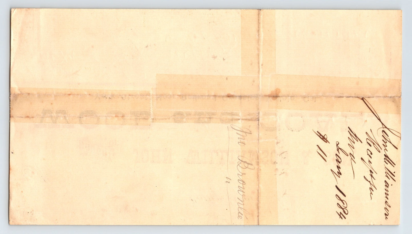 Vallejo California John Williamson Wood Coal 1883 Billhead Invoice 8 x 4.5