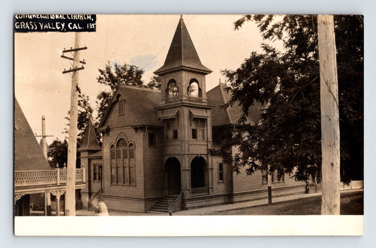 Grass Valley California Congregational Church 1910s photo postcard