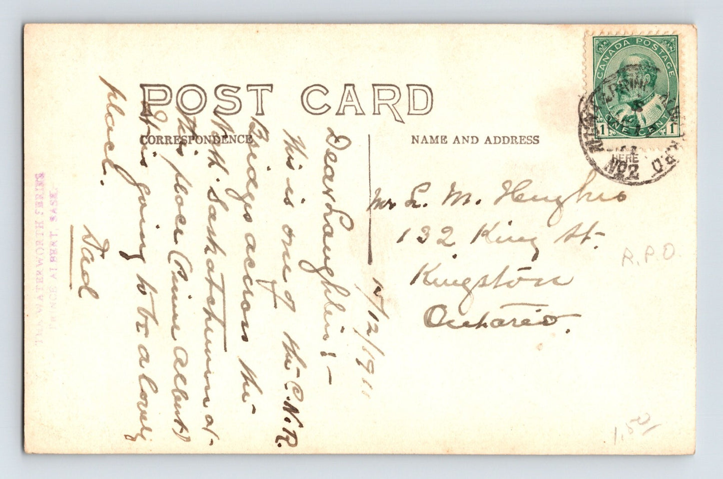 Prince Albert Saskatchewan Railroad Bridge 1911 RPPC Postcard Posted