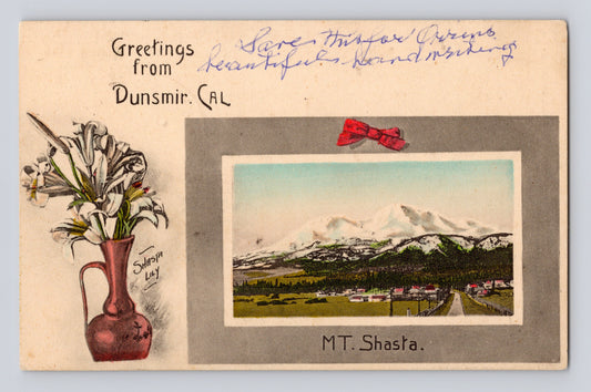 Dunsmuir California Mount Shasta lily floral postcard scenic mountain view 1911
