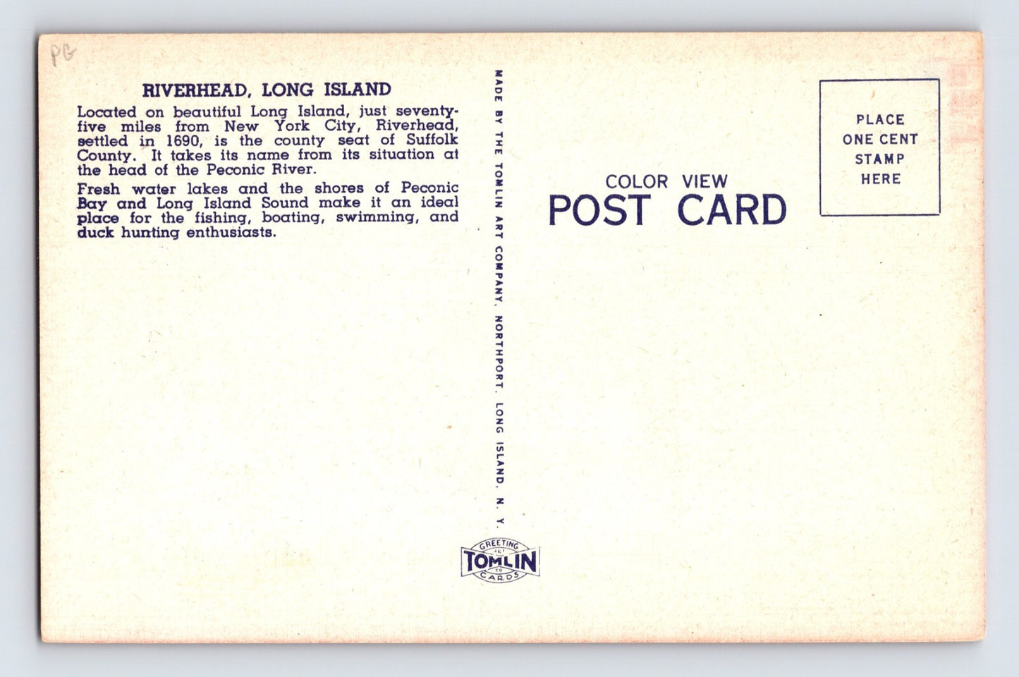 Riverhead Long Island New York St Johns RC Church Rectory 1940s Postcard