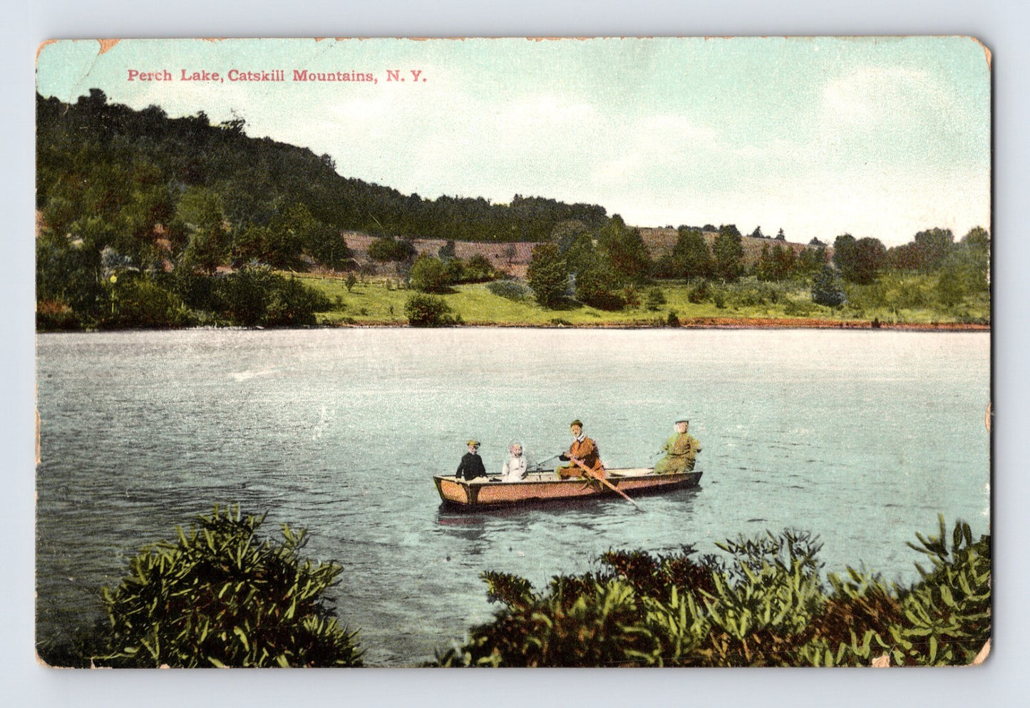 Catskills New York Perch Lake Rowboat 1910 Postcard Posted Divided Back