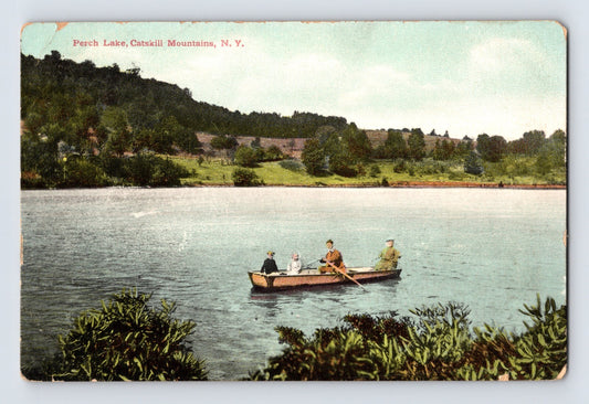 Catskills New York Perch Lake Rowboat 1910 Postcard Posted Divided Back
