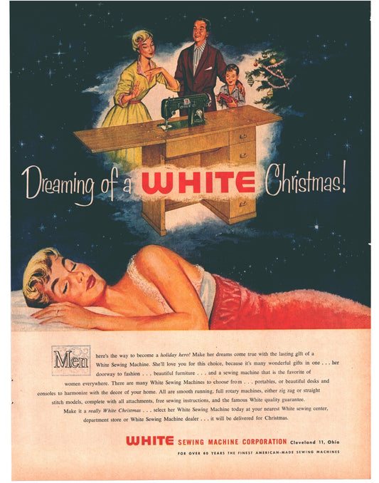 White Sewing Machines 1956 Print Ad White Christmas Full Page 10.5 x 13.5