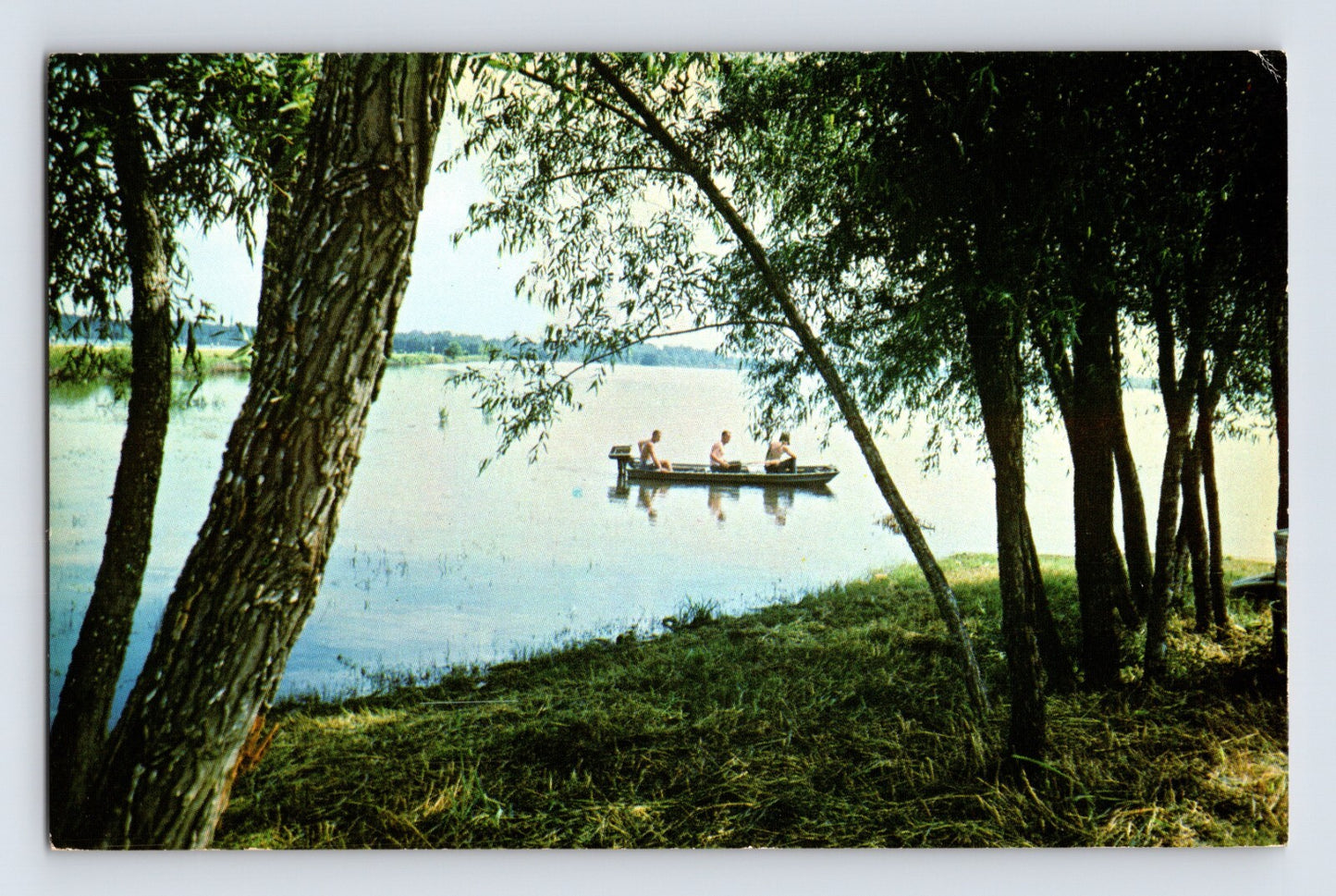 Lake Texoma Texas Fishing Canoe 1960s Postcard Unposted Chrome