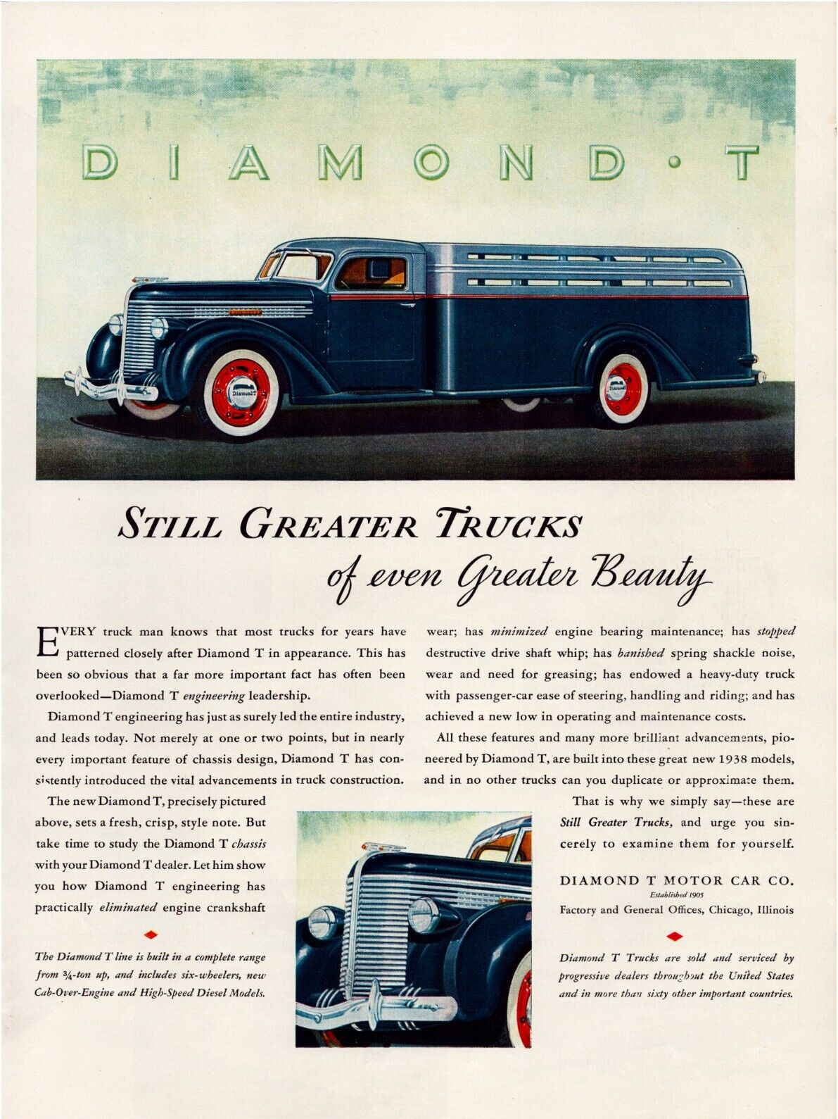 Diamond T Trucks 1937 Full Page Print Ad 10.5 x 13.5