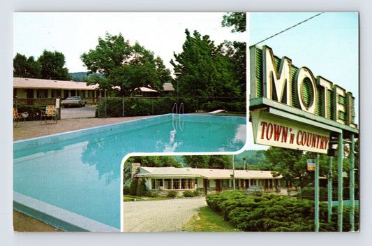 St Albans West Virginia Town Country Motel pool roadside sign 1960s chrome postcard