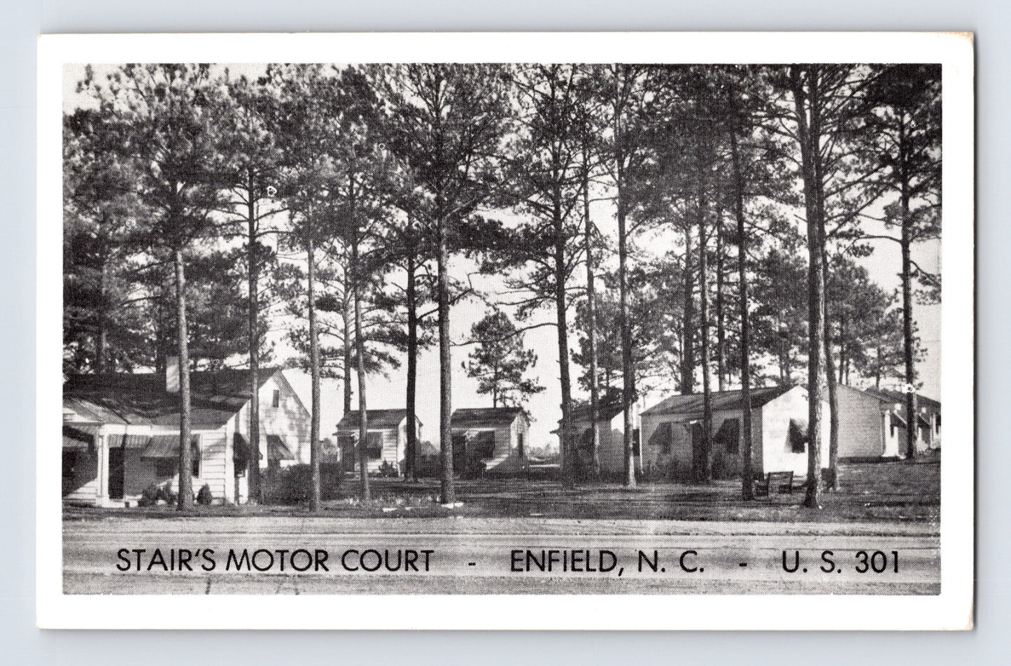 Enfield North Carolina Stair’s Motor Court Motel 1940s Postcard B&W Unposted