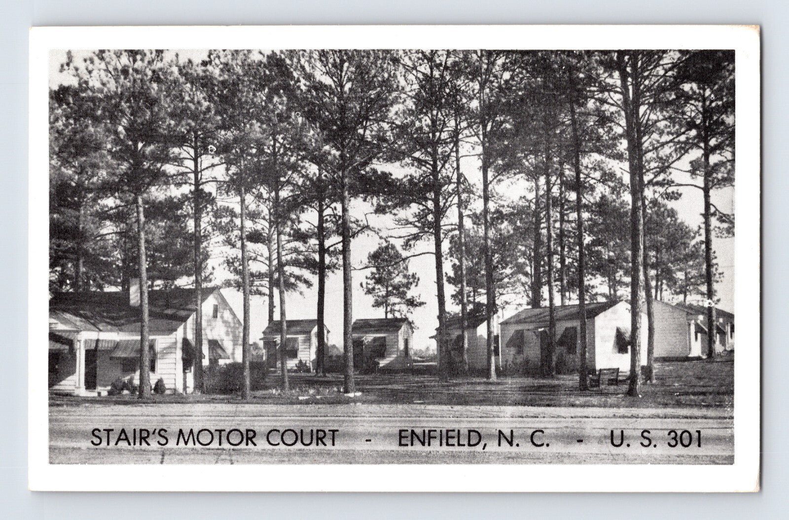 Enfield North Carolina Stair’s Motor Court Motel 1940s Postcard B&W Unposted