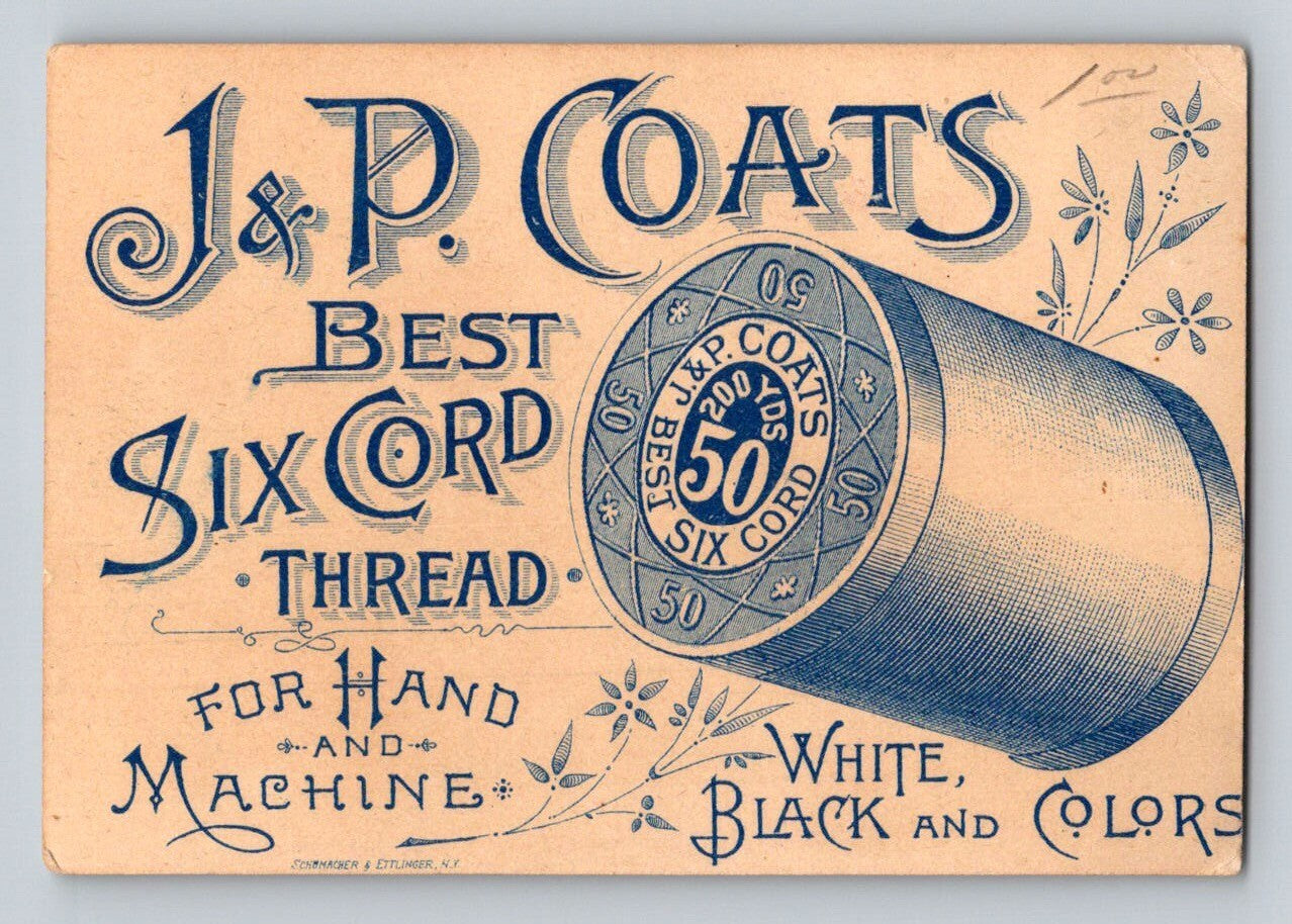 J.P. Coats Sewing Thread 1890s Victorian Trade Card Lost Balloon Girl - 2.5 x 4