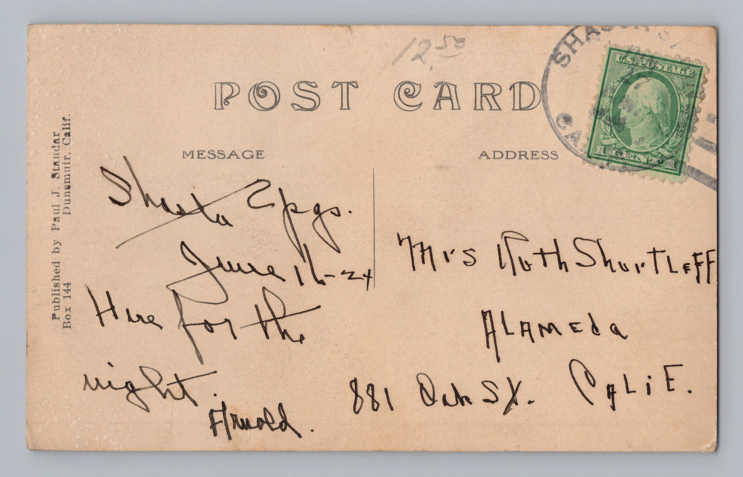 Mt Shasta California Fish Hatchery 1924 RPPC Postcard Posted