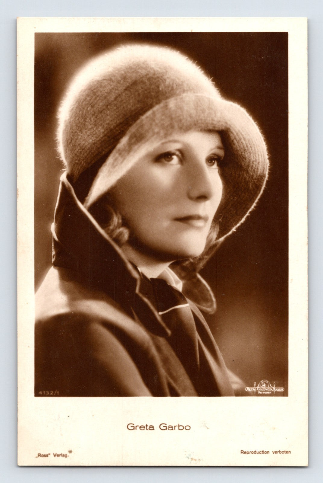 Greta Garbo Photo Postcard RPPC 1930s MGM Ross Verlag Unposted