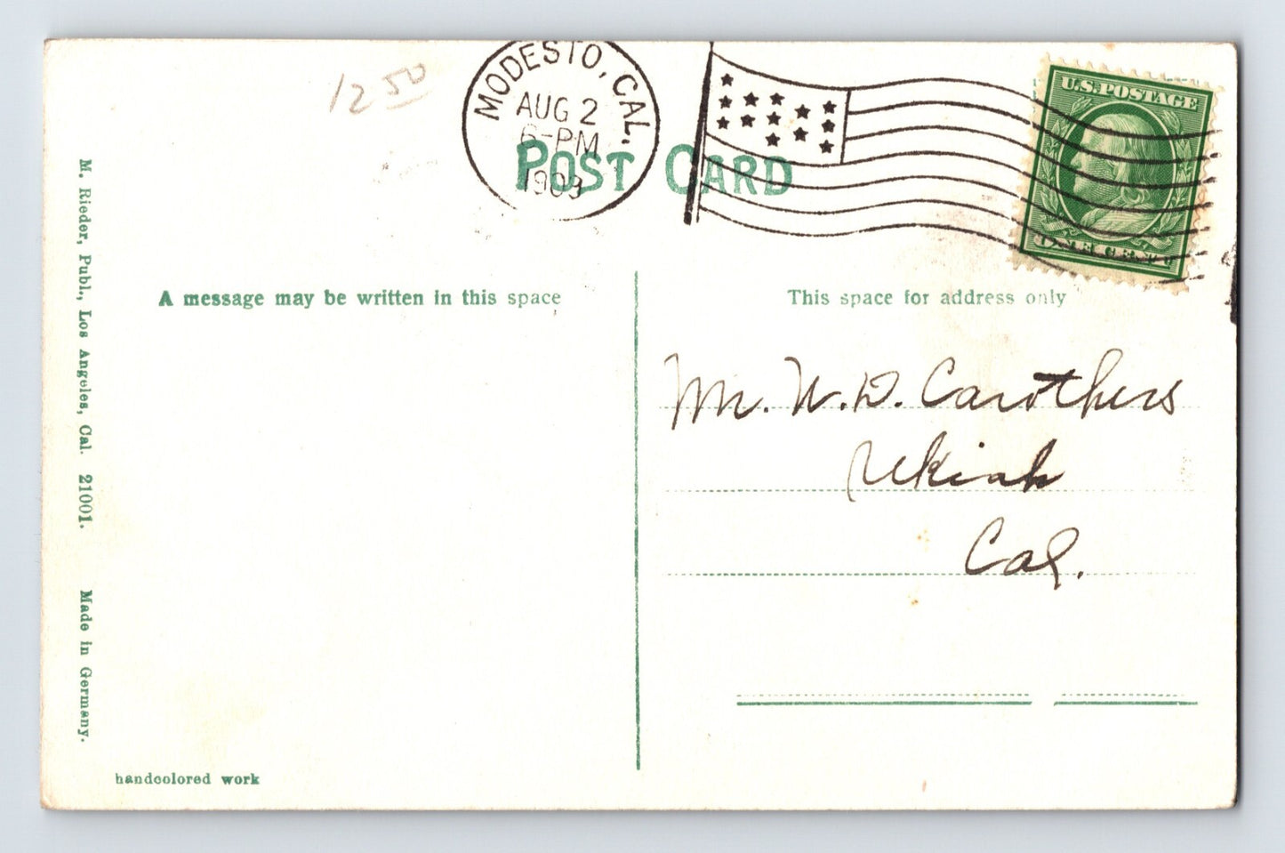 Modesto California La Grange Dam 1909 Postcard Divided Back Posted