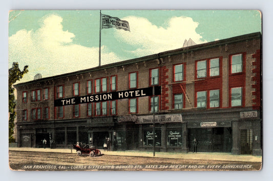 San Francisco California Mission Hotel 16th Howard Streets 1910s Postcard