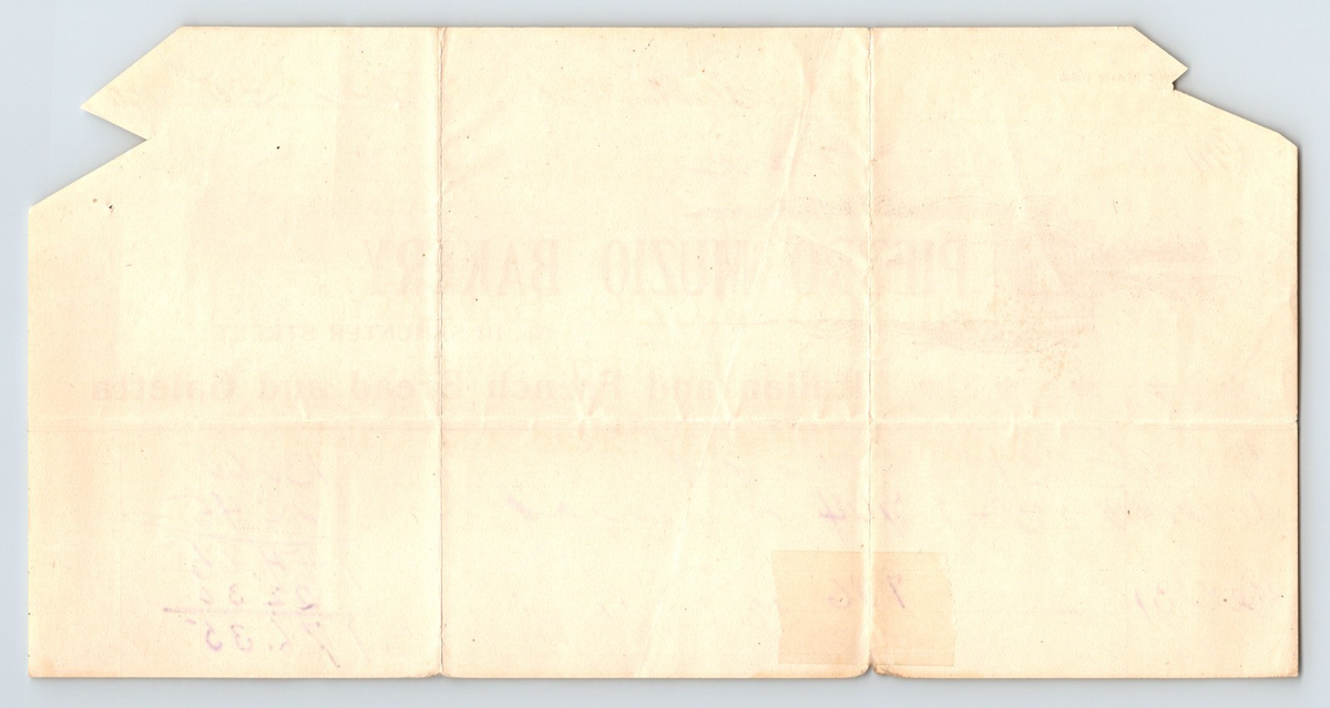 Stockton California 1907 Pietro Muzio Bakery Billhead Receipt 8 x 4