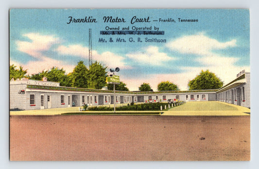 Franklin Tennessee motor court motel courtyard 1940s linen postcard roadside lodging cabins