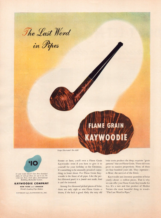 Kaywoodie Pipe 1937 Tobacco Print Ad Full Page 10.5 x 13.5