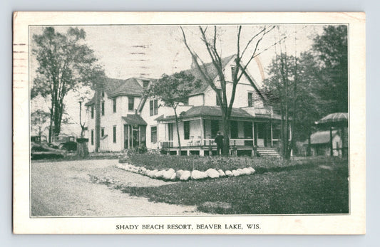 Shady Beach Resort Beaver Lake Wisconsin 1929 Postcard