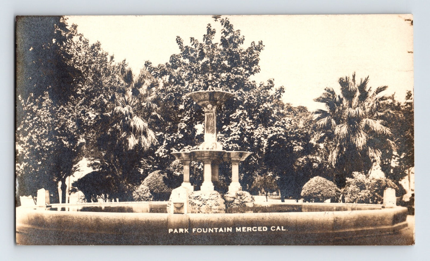 Merced California Park Fountain 1911 RPPC Postcard Posted Divided Back