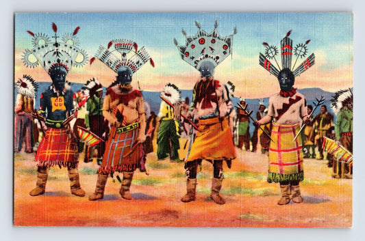 Apache Devil Dance Native American Indian 1940s Postcard Unposted Linen