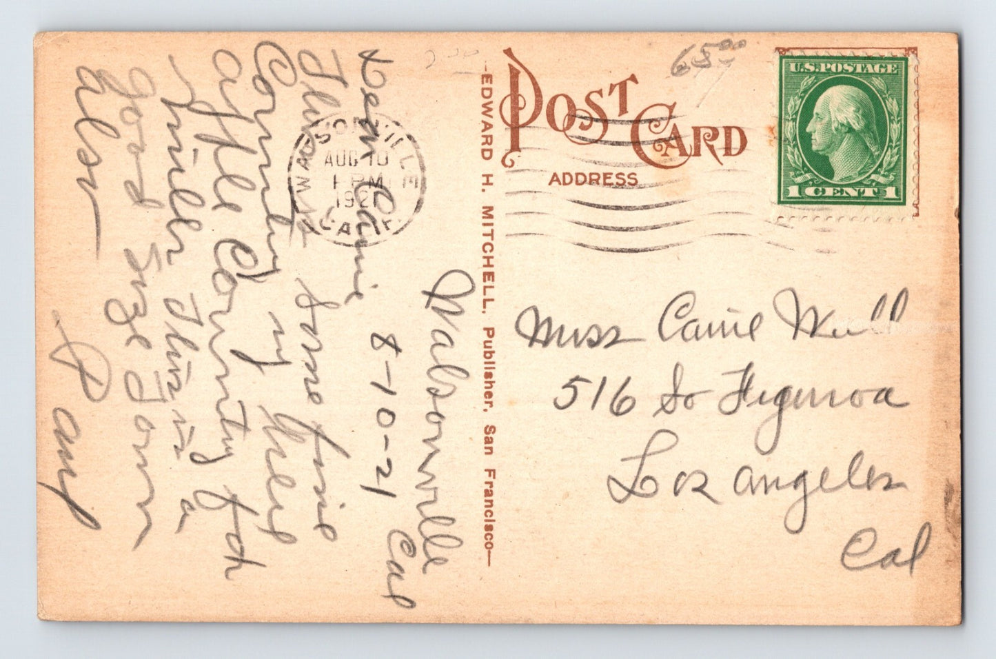 Watsonville California Lettunich Building 1921 Postcard Posted Divided Back