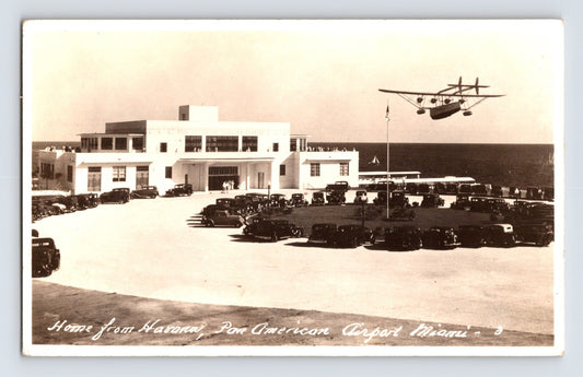 Miami Florida Pan Am American Airways Airport Clipper 1930s RPPC Postcard Unposted