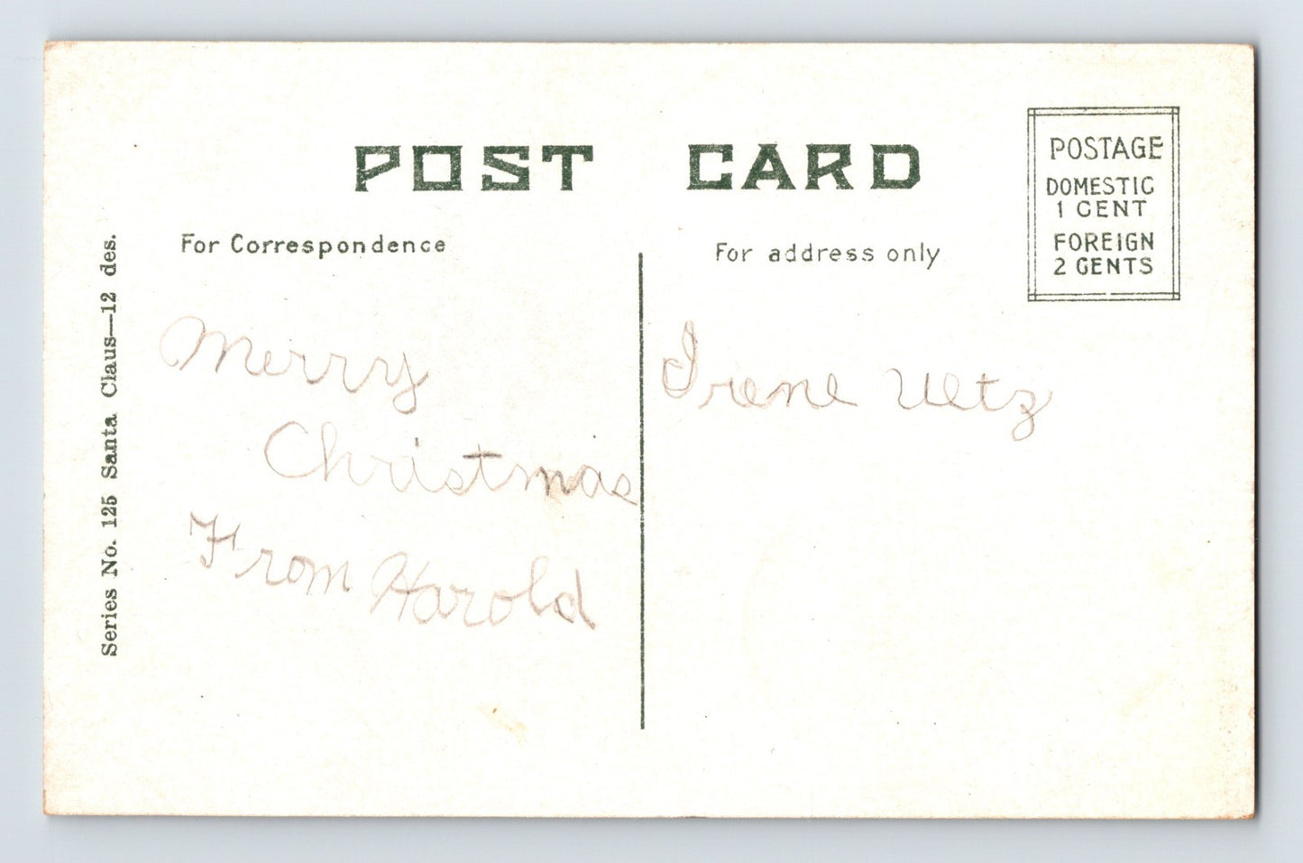 Santa Claus Toy Sack Hearth Stockings 1910s Christmas Greeting Postcard