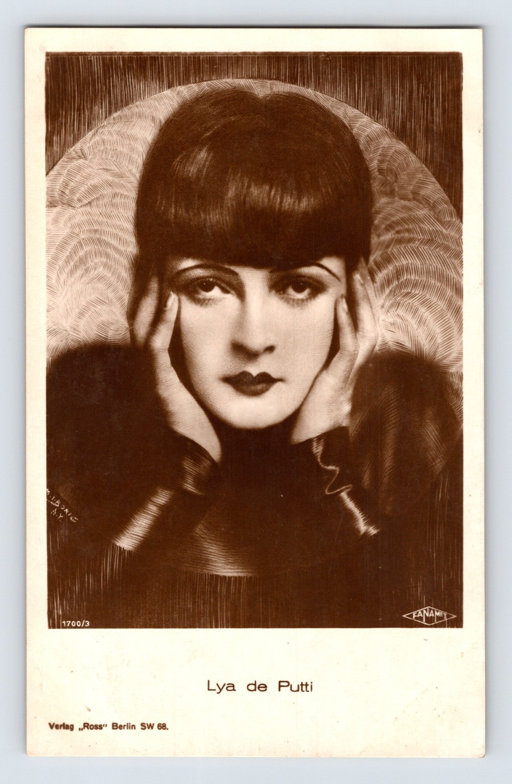 Lya de Putti portrait 1930s silent film star RPPC Ross Verlag sepia postcard