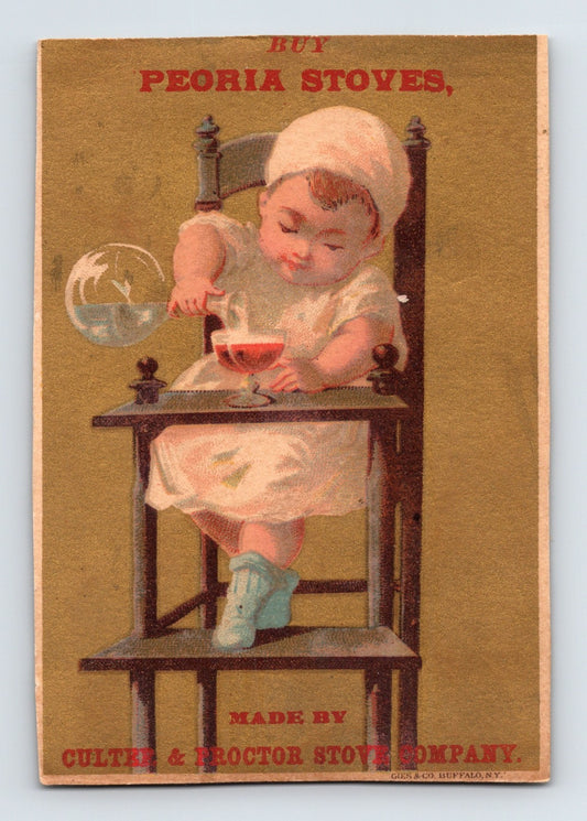 Peoria Illinois Culter Proctor Stove Baby Chemist 1890s Victorian Trade Card