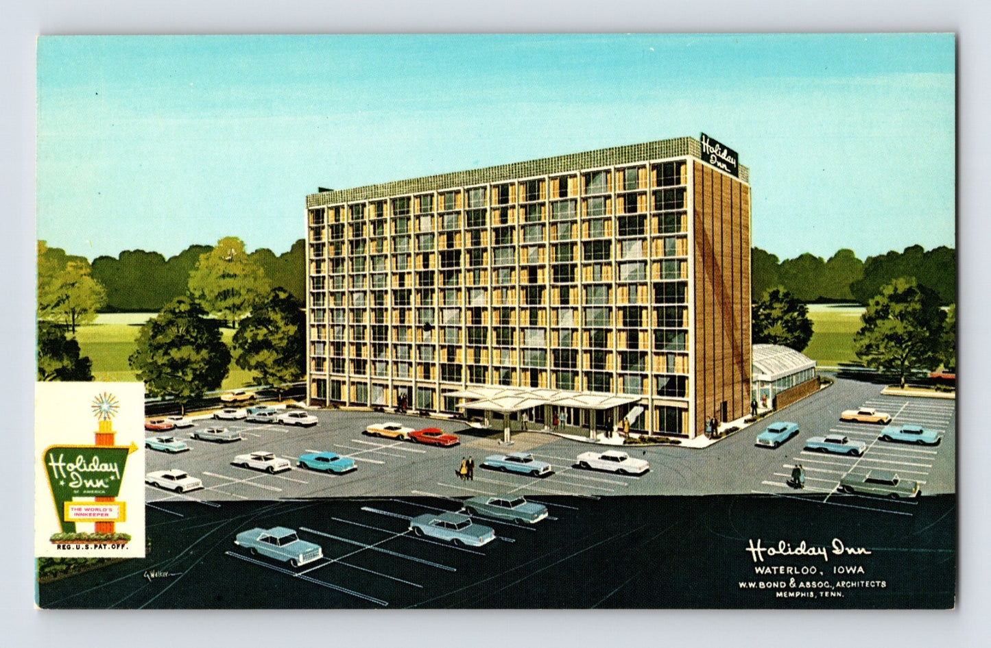 Waterloo Iowa Holiday Inn Hotel 1960s Postcard Unposted Chrome