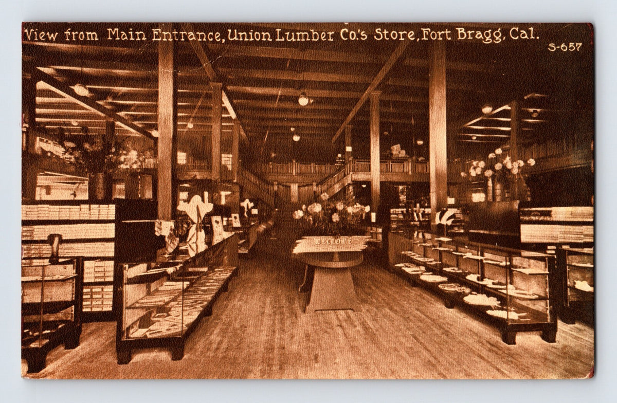 Fort Bragg California Union Lumber Store 1910s Postcard Divided Unposted