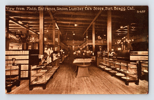 Fort Bragg California Union Lumber Store 1910s Postcard Divided Unposted